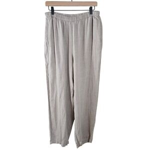 Flax Linen Pants Pull On Sz 1G 18-20 Beige Natural Elastic‎ Waist